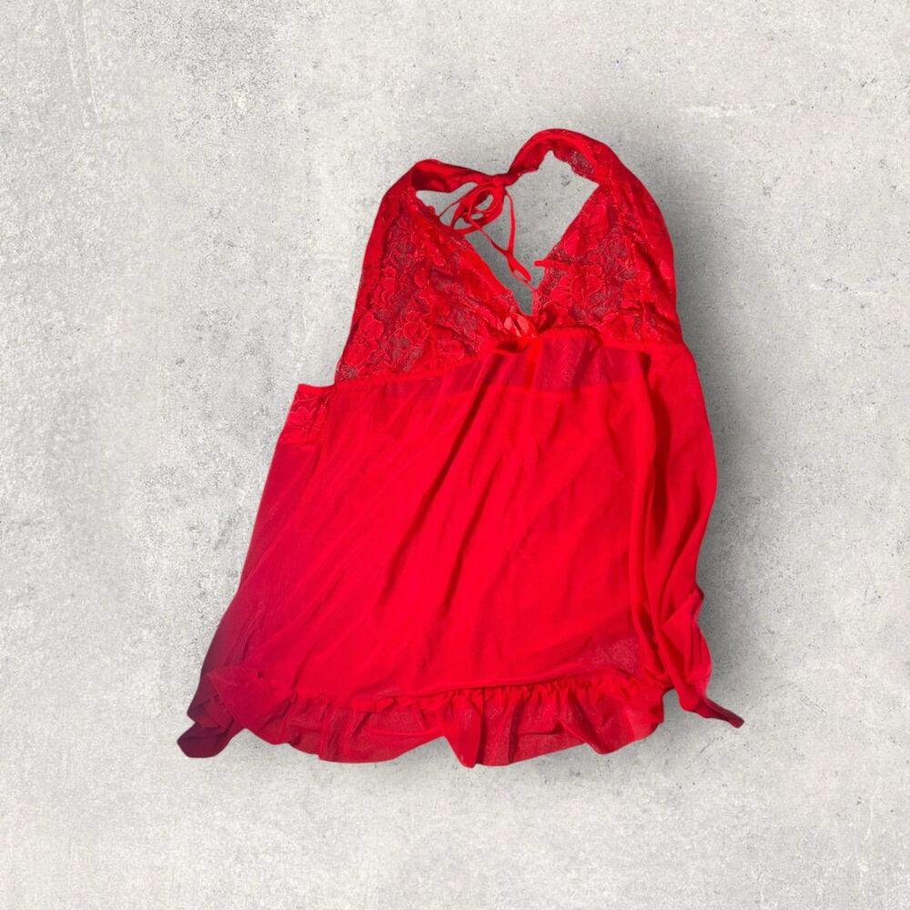 Lace Cup Halter Neck Babydoll Set